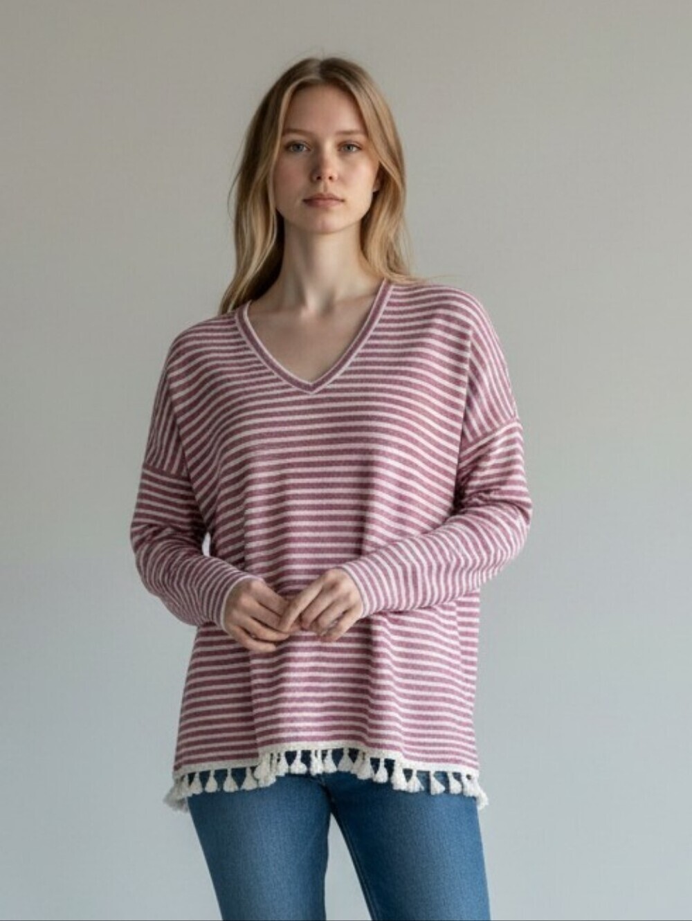 NWT Ruff Hewn Red & Cream Striped Long Sleeve Top (M)